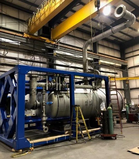 Process vessel mechanical assembly on skid frame at Axton