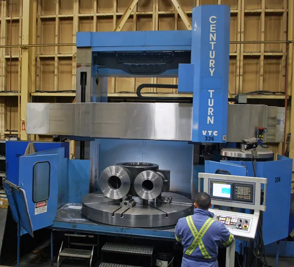 Century VBM CNC vertical boring mill machining heavy forgings