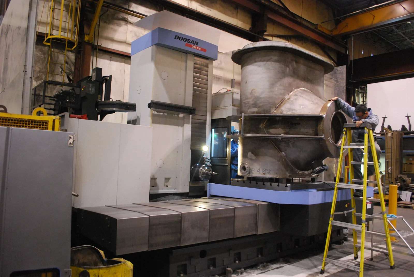 Doosan DBC 110 horizontal boring mill machining a large stainless vessel at Axton