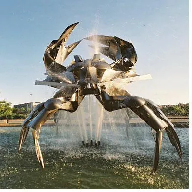 Stainless steel crab sculpture at Vancouver Planetarium